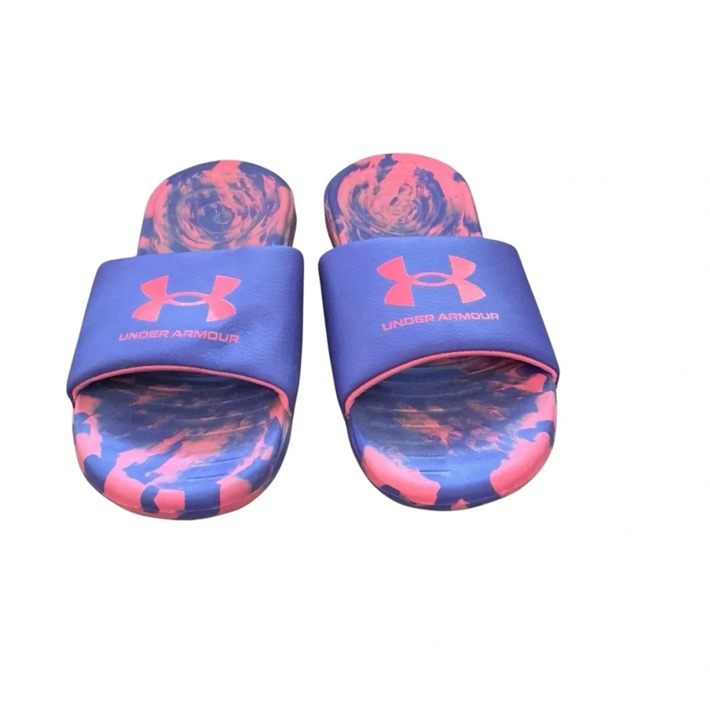 Under Armour Pink and Blue Slide Sandals‎ Size 5Y